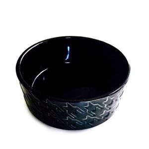 "Ziggy” Ceramic Dog Food Bowl in Black Houndstooth